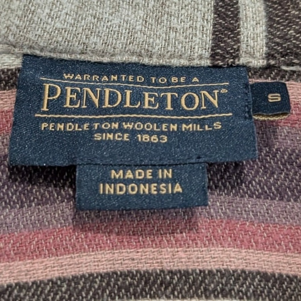 Pendleton Harding Chamois Grey Southwestern Cotton Quarter Zip Pullover Small - Picture 10 of 11